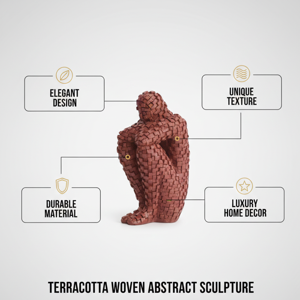 Abstract Brown Thinking Human Figure Sculpture