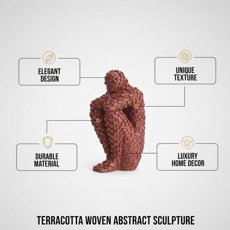 Abstract Brown Thinking Human Figure Sculpture