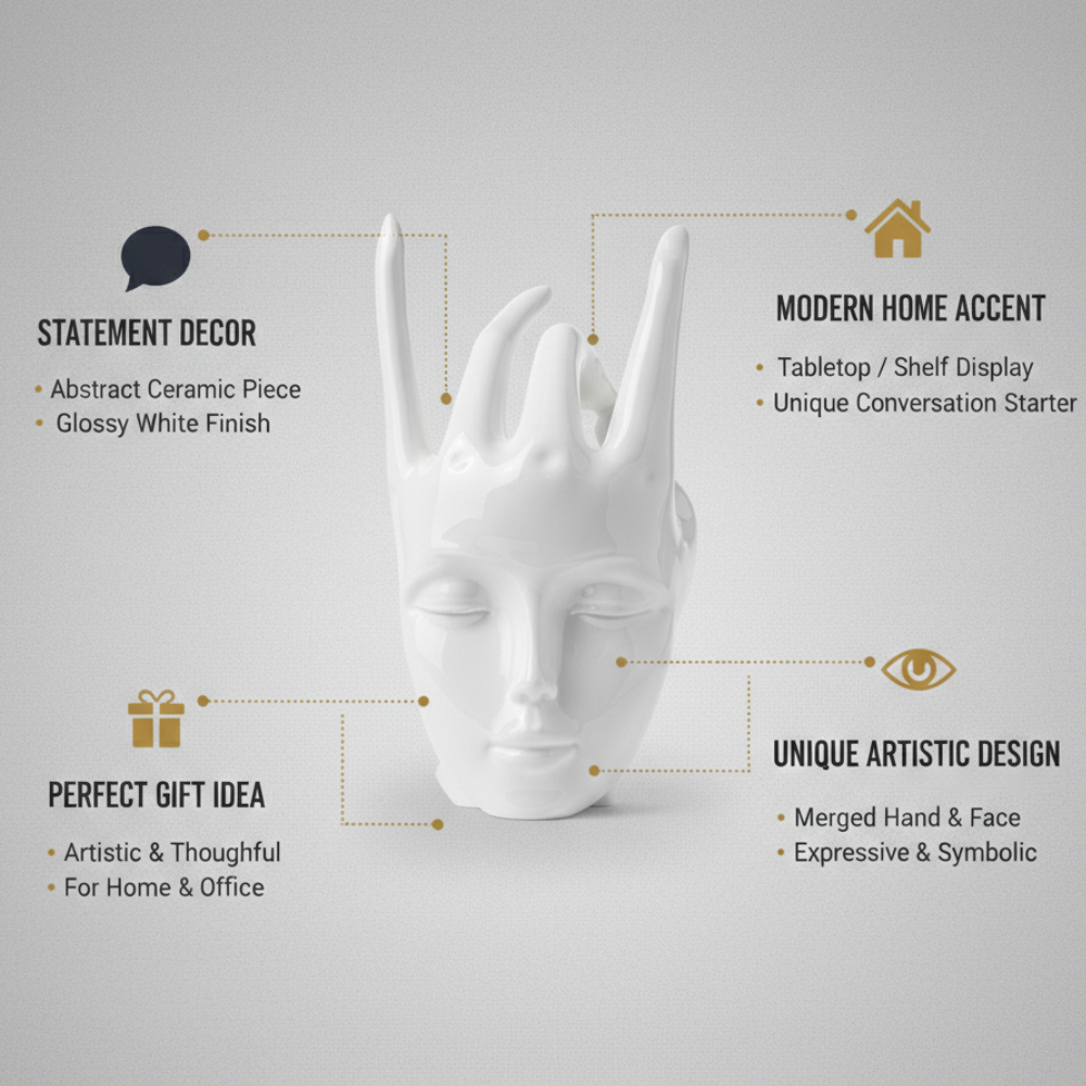 Modern White Abstract Face Hand Showpiece