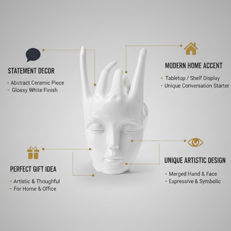 Modern White Abstract Face Hand Showpiece