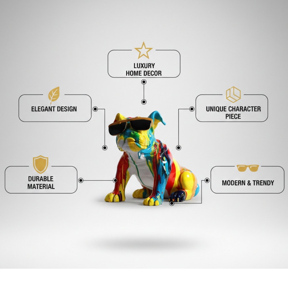 Colorful Pop Art Bulldog Figurine