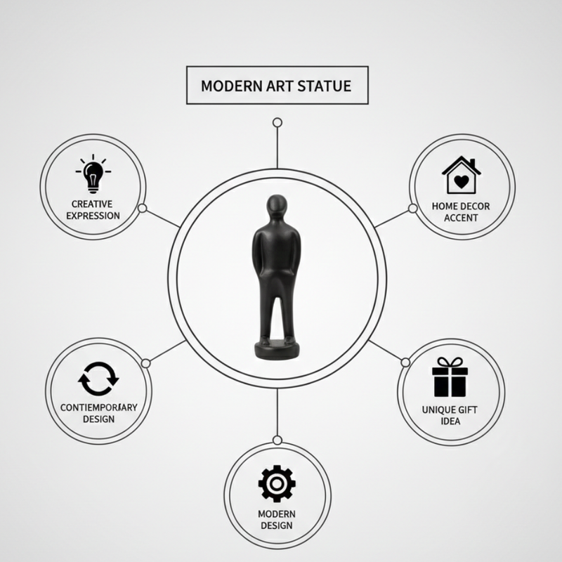 Minimalist Matte Black Resin Statue