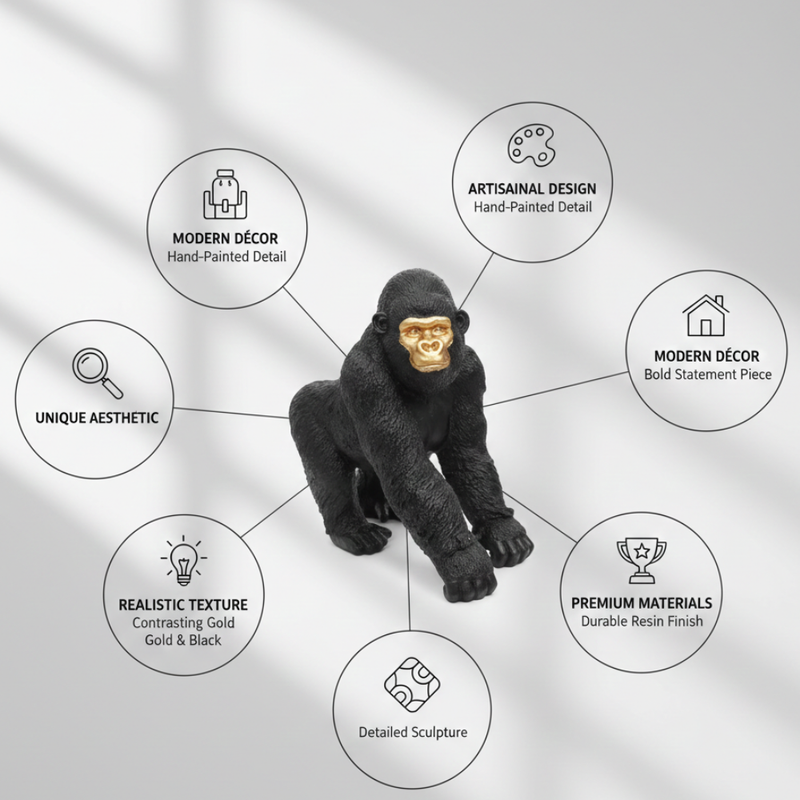 Black & Gold Gorilla Showpiece