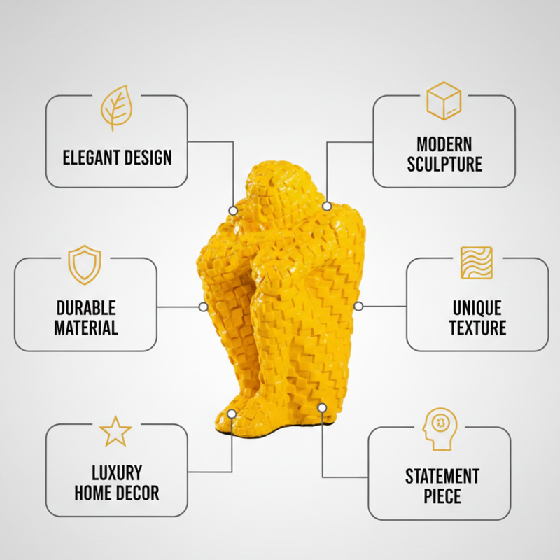 Yellow Mosaic Human Figure Sculpture