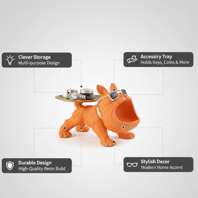 Orange Bulldog Tray Showpiece