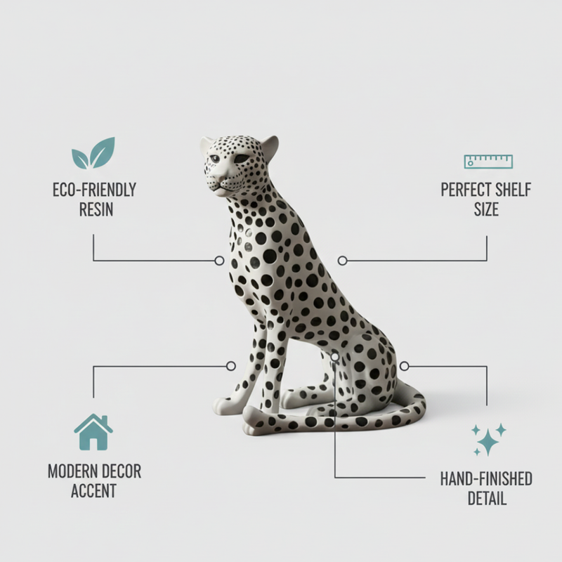 Elegant Black & White Leopard Showpiece