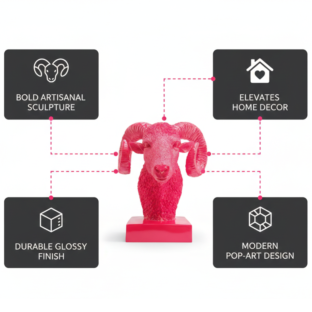 Red Ram Head Sculpture