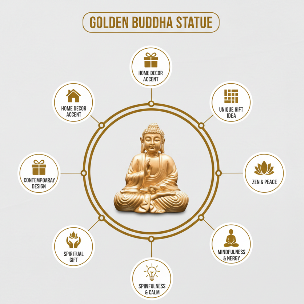 Golden Meditating Buddha Statue