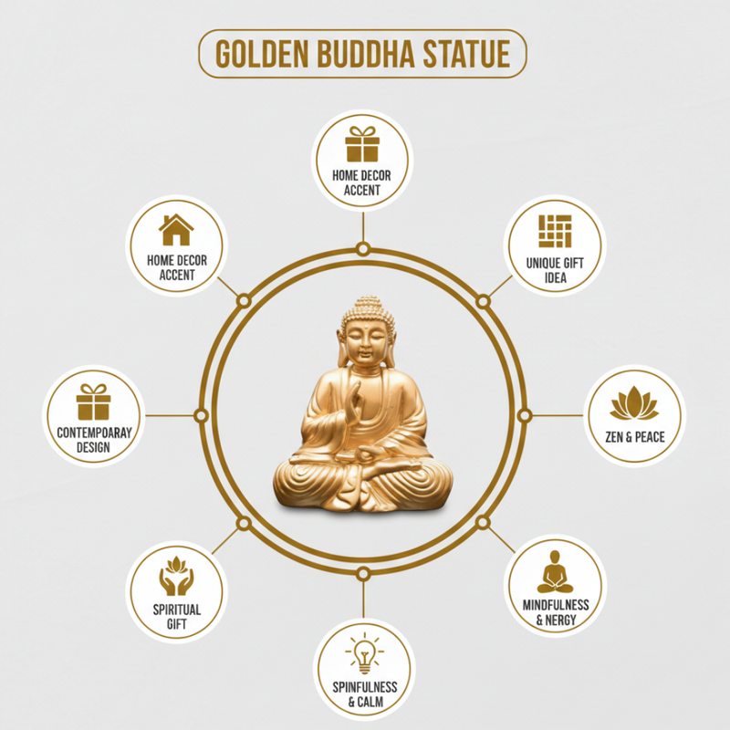 Golden Meditating Buddha Statue