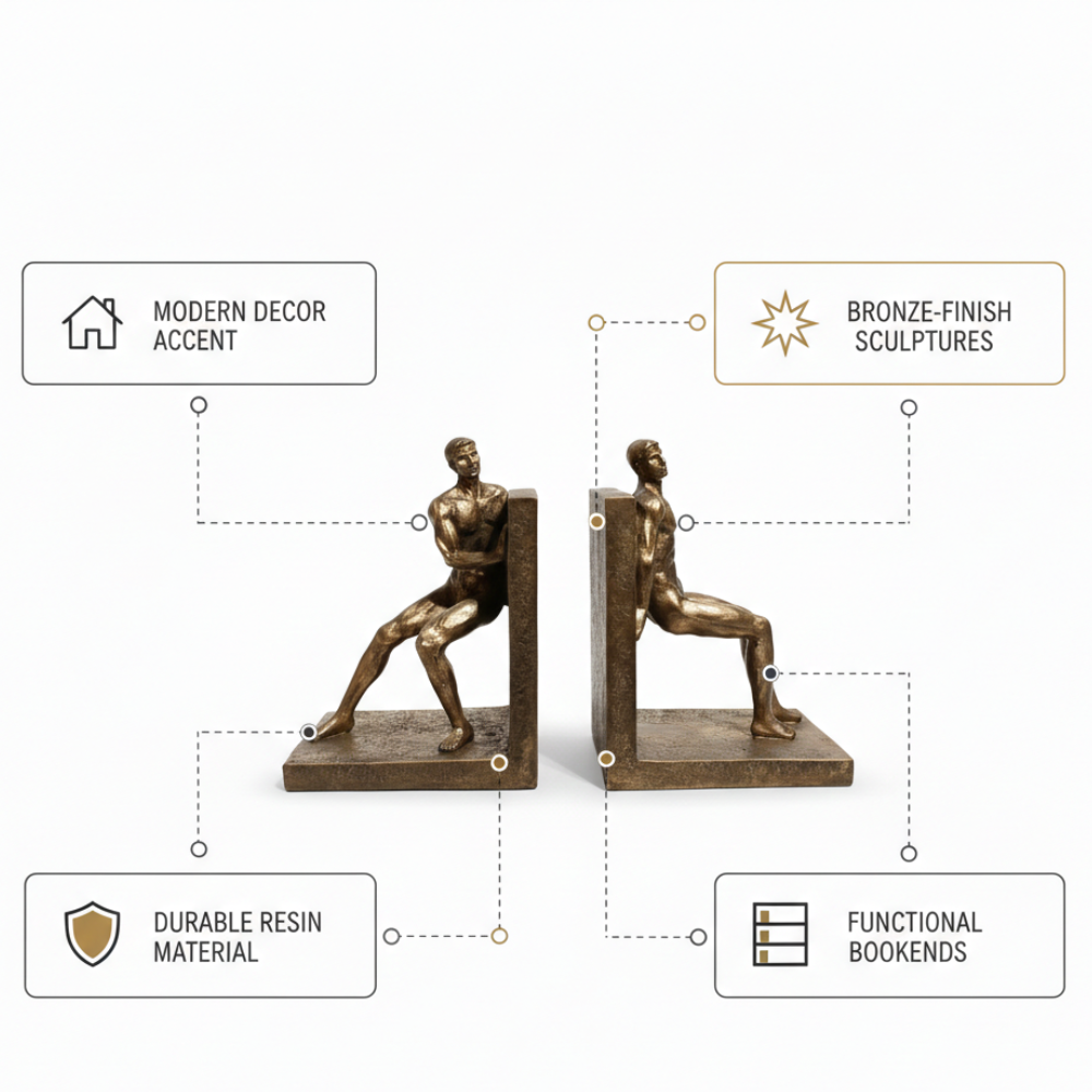 Abstract Bronze Human Bookend