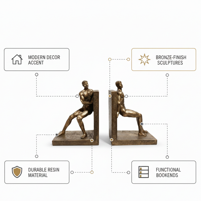 Abstract Bronze Human Bookend