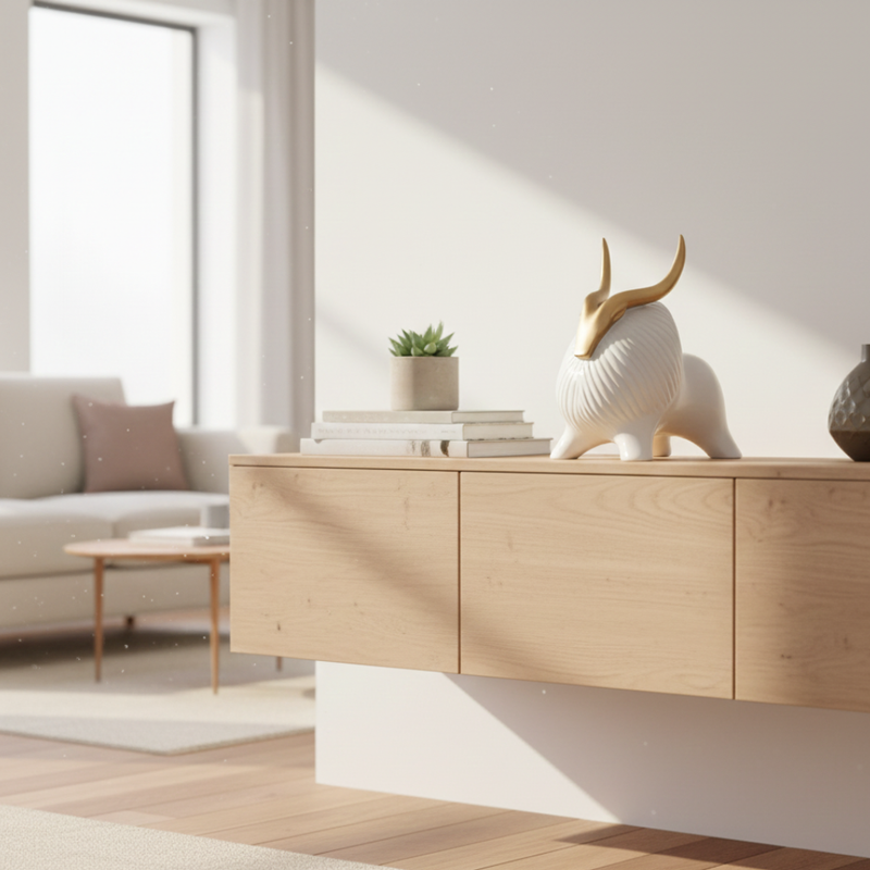 Elegant White & Gold Bull Figurine