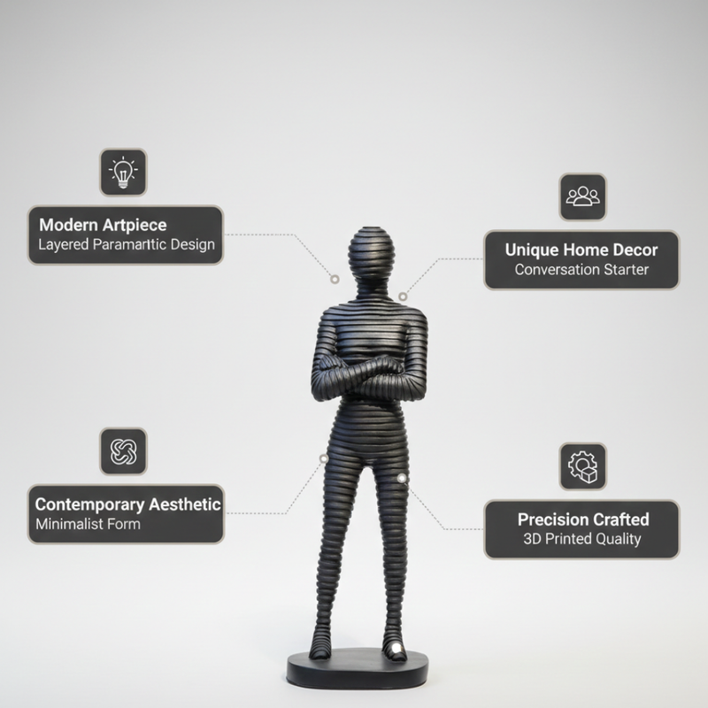 Modern Black Abstract Human Figurine Showpiece