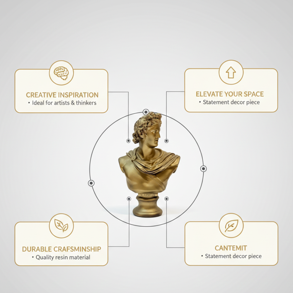 Golden Apollo Belvedere Bust Statue