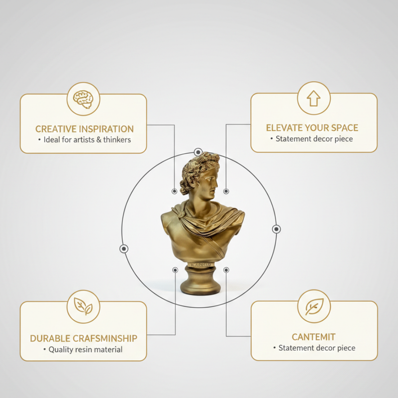 Golden Apollo Belvedere Bust Statue