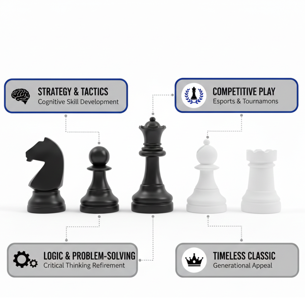 Premium Black & White Chess Pieces Showpiece