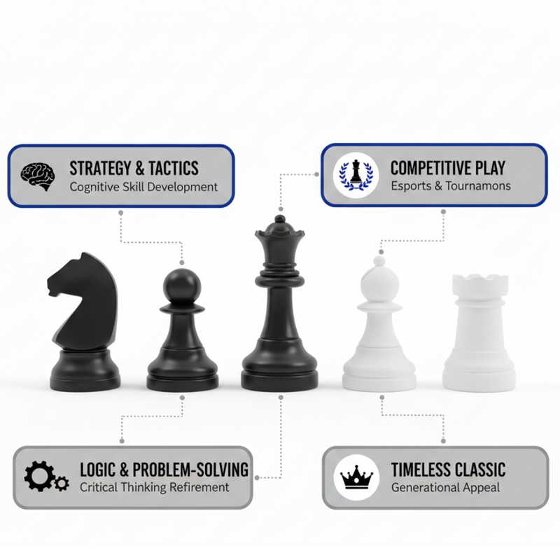 Premium Black & White Chess Pieces Showpiece