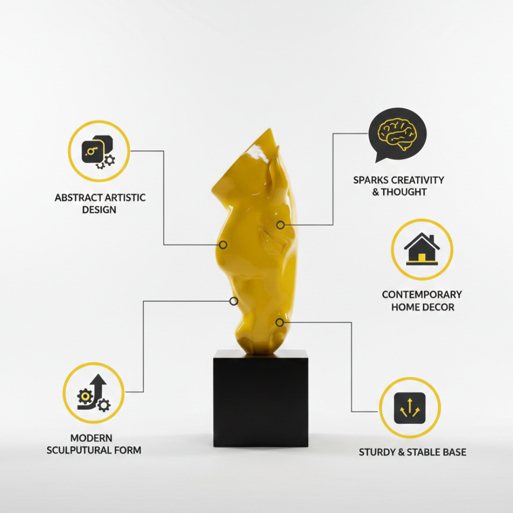 Modern Abstract Yellow Horse Head Sculpture
