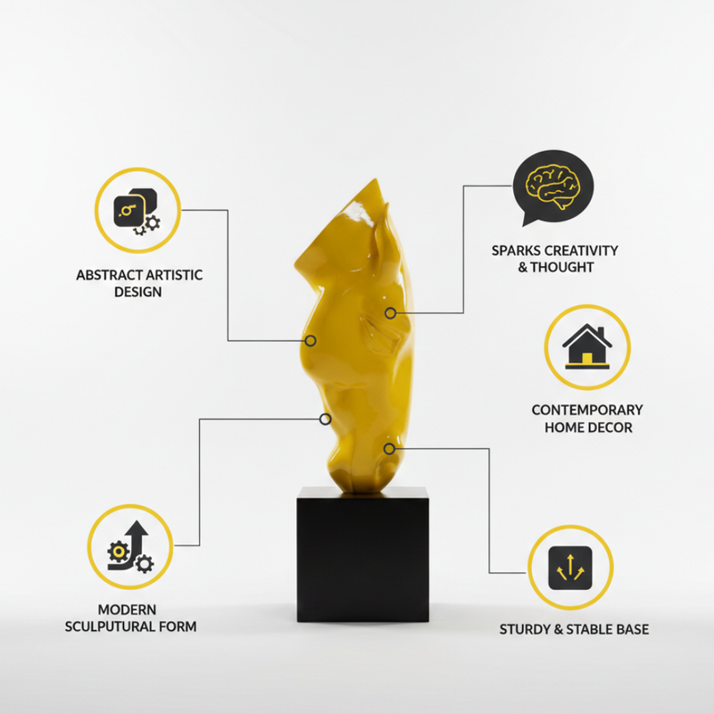 Modern Abstract Yellow Horse Head Sculpture