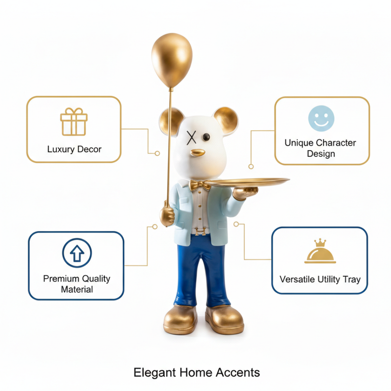Bear Showpiece with Balloon & Tray