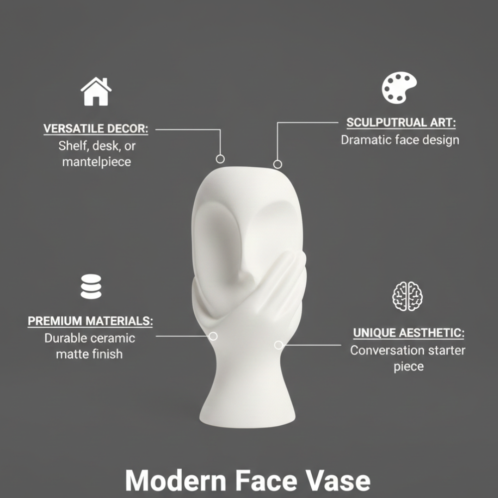 Abstract White Face Vase