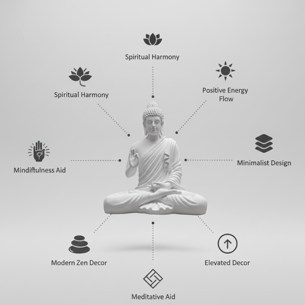 Pure White Meditation Buddha Statue