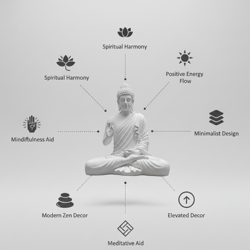 Pure White Meditation Buddha Statue