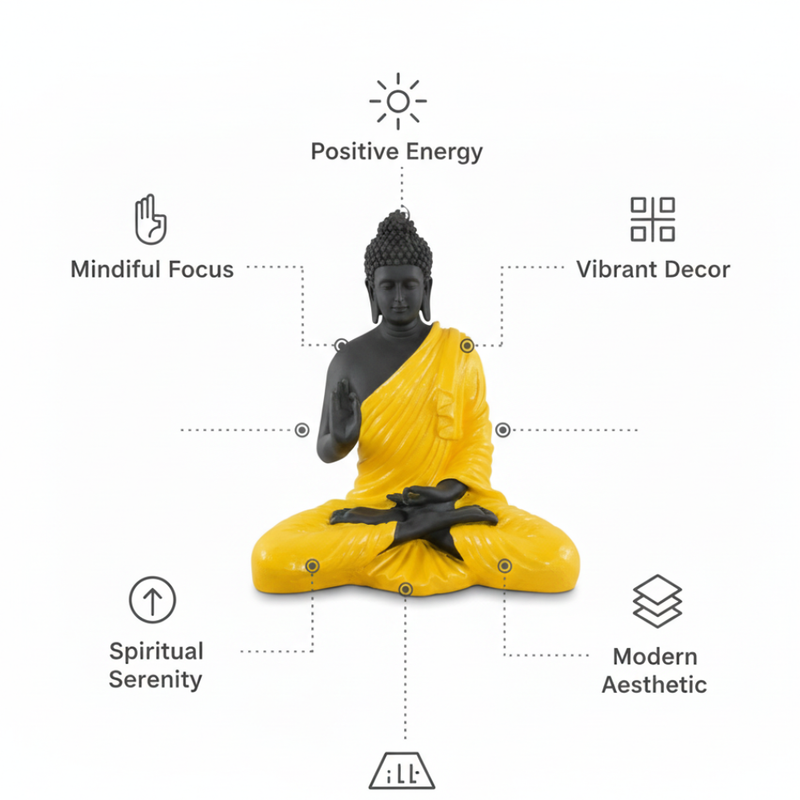 Black & Yellow Meditation Buddha Statue