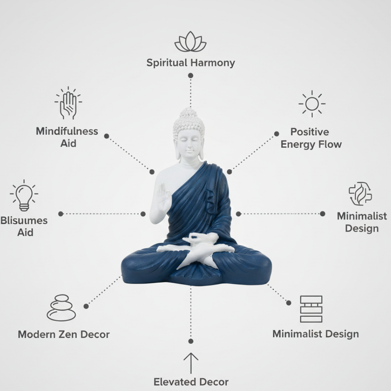 Blue & White  Buddha Meditation Statue