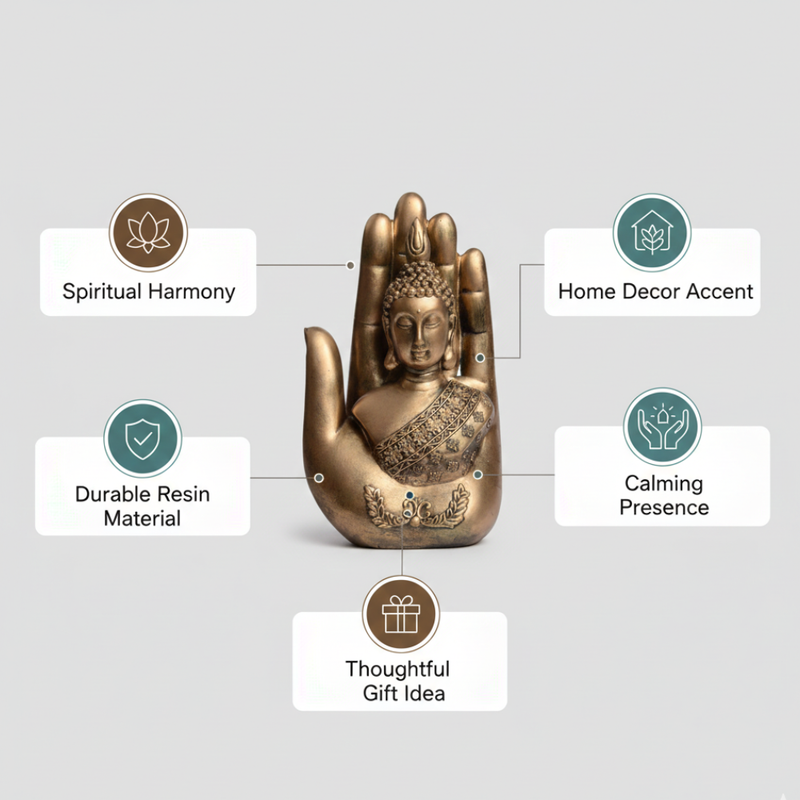 Antique Gold Buddha in Blessing Hand Showpiece