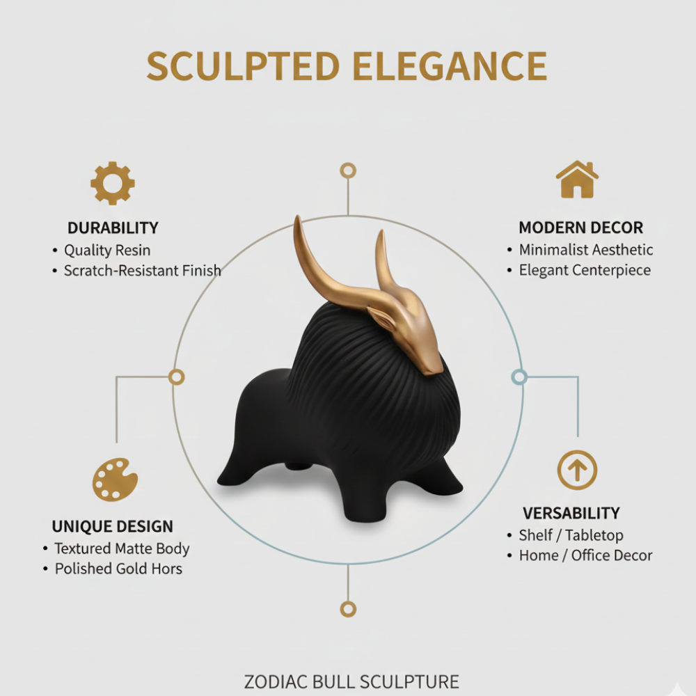Luxury Black & Gold Bull Figurine