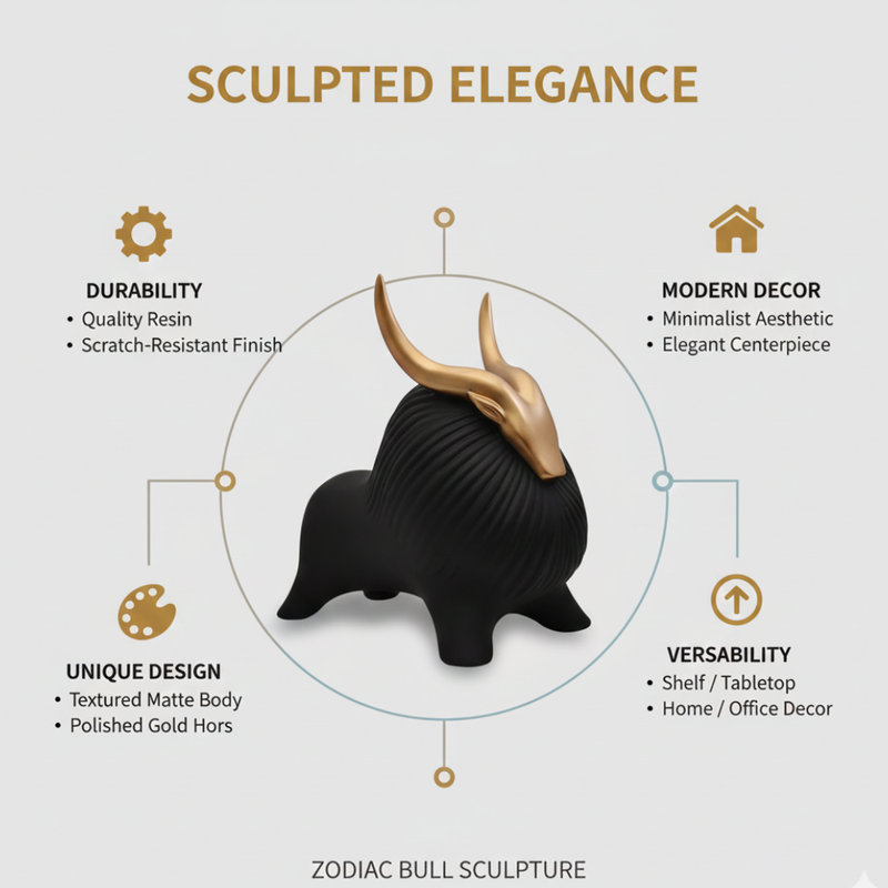 Luxury Black & Gold Bull Figurine