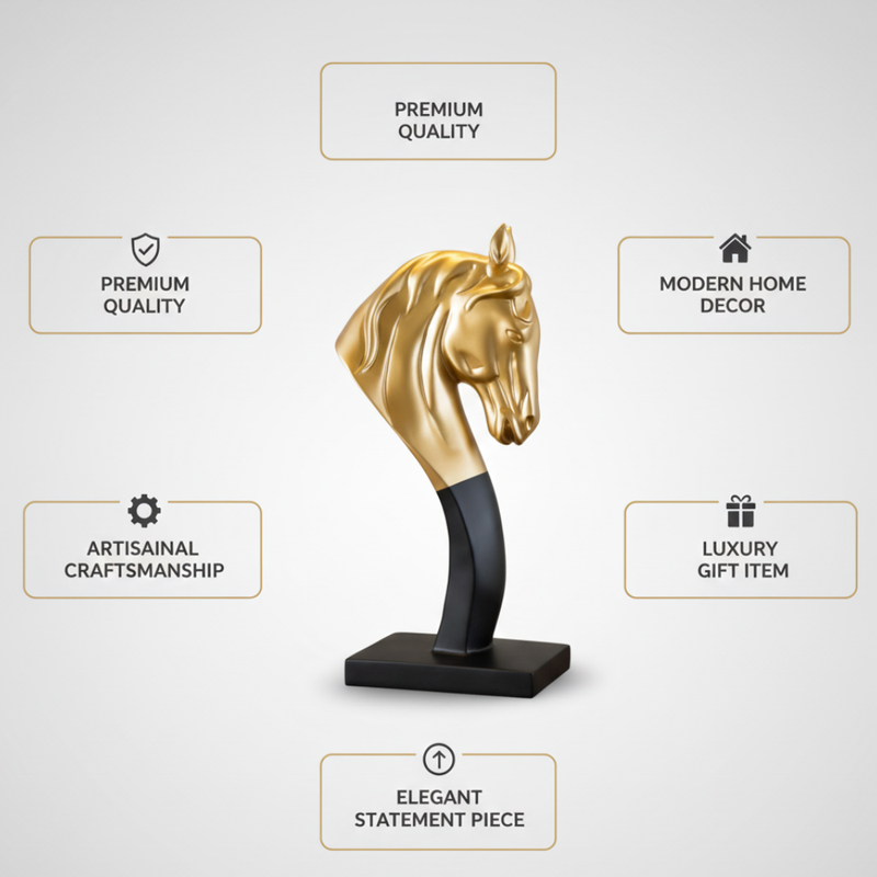 Luxury Golden Horse Head Showpiece