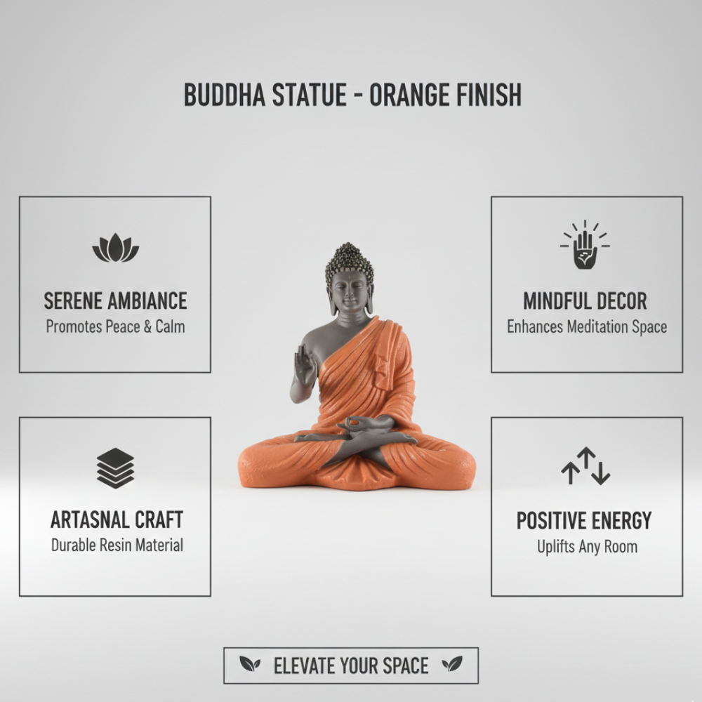 Grey & Terracotta Meditating Buddha Statue