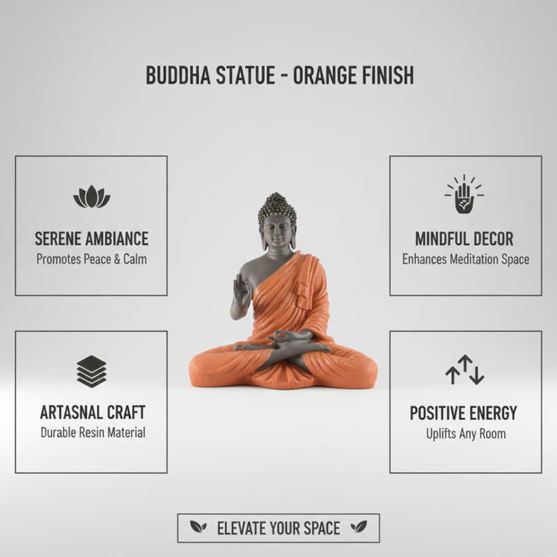 Grey & Terracotta Meditating Buddha Statue