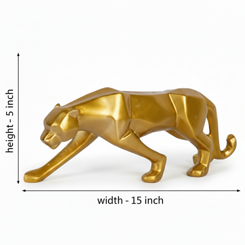 Golden Geometric Panther Sculpture