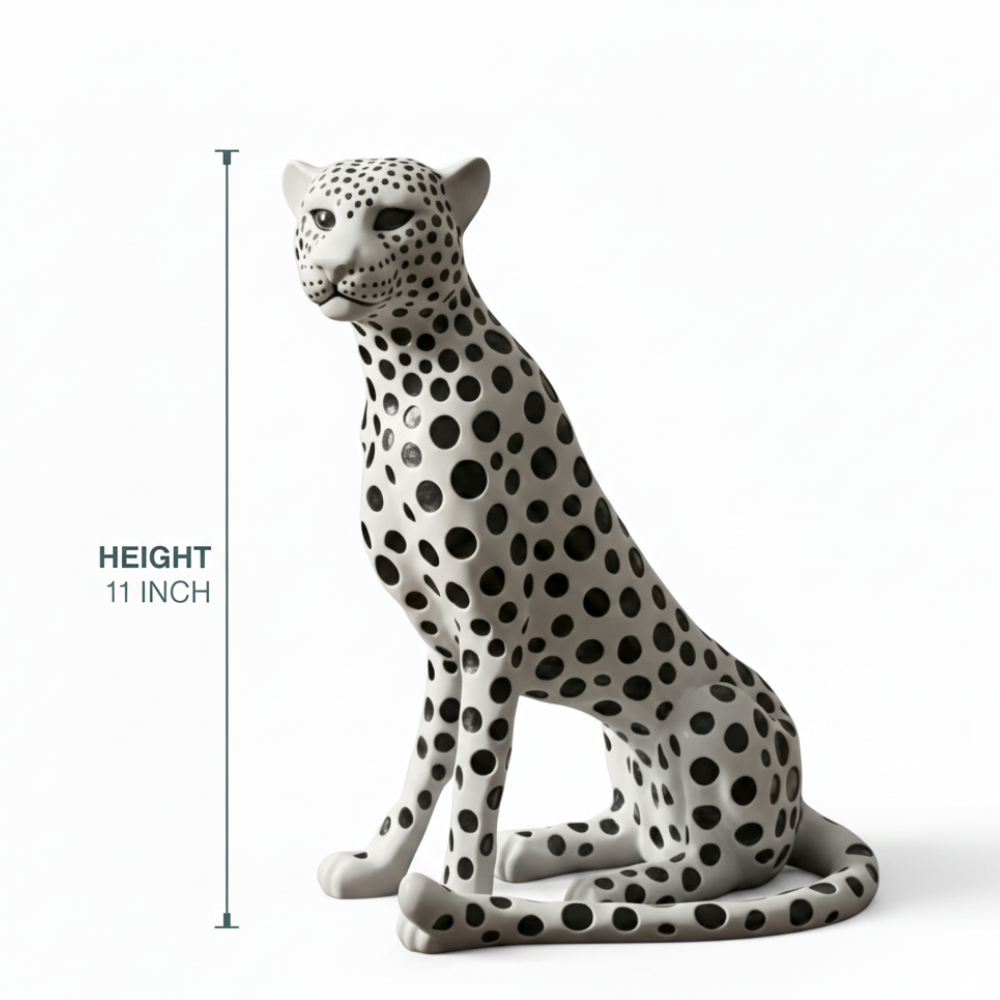 Elegant Black & White Leopard Showpiece