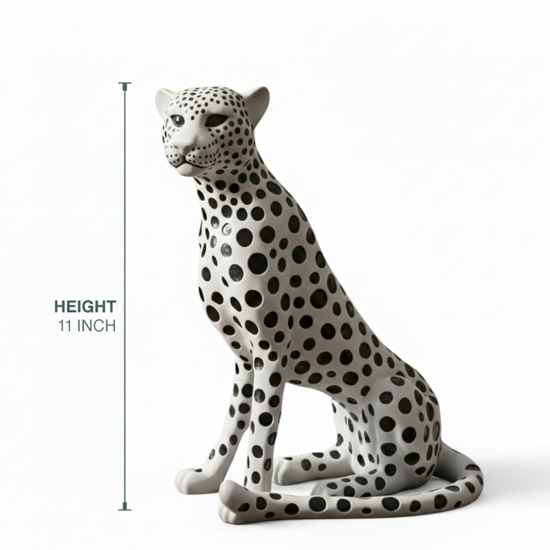 Elegant Black & White Leopard Showpiece