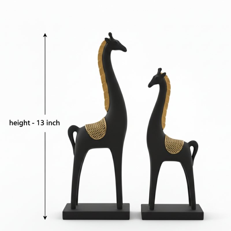 Black & Gold Giraffe Pair Showpiece