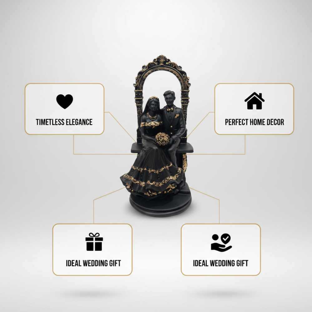 Royal Black & Gold Couple Showpiece