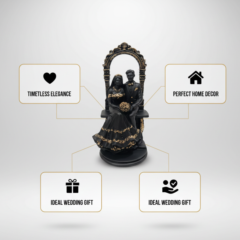 Royal Black & Gold Couple Showpiece