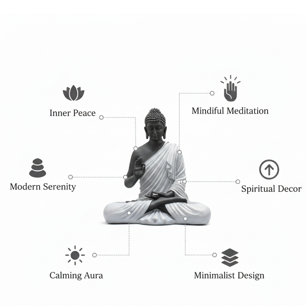 Black & White Meditation Buddha Statue