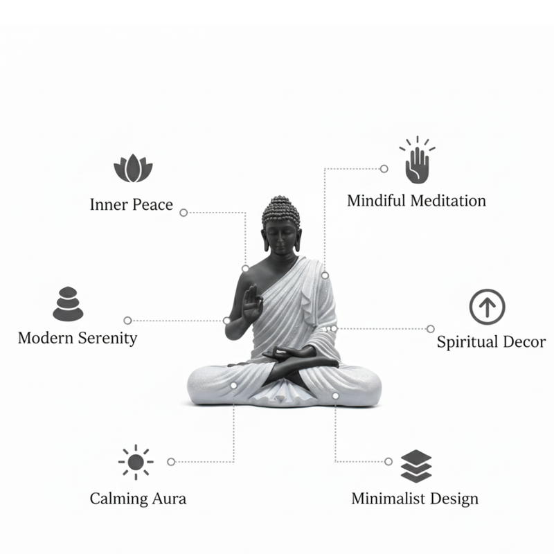 Black & White Meditation Buddha Statue