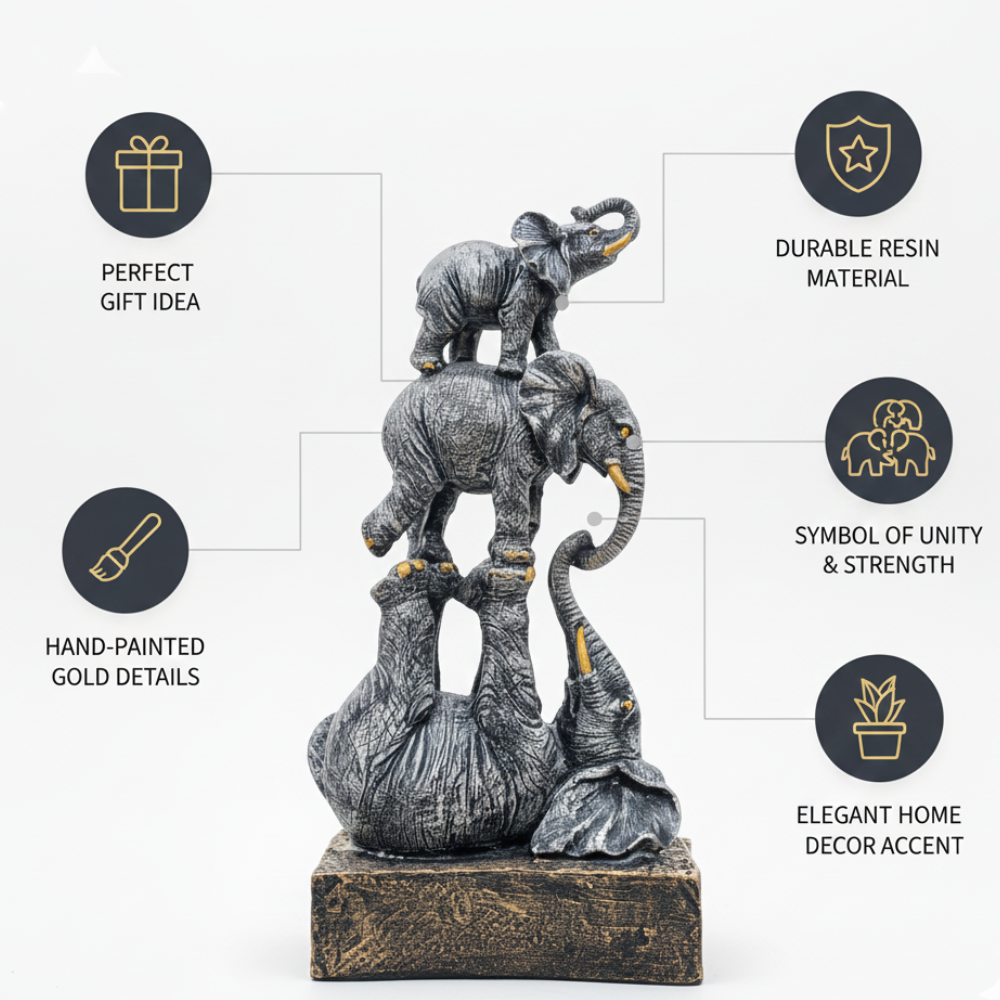 Elephant Family Stacked Showpiece