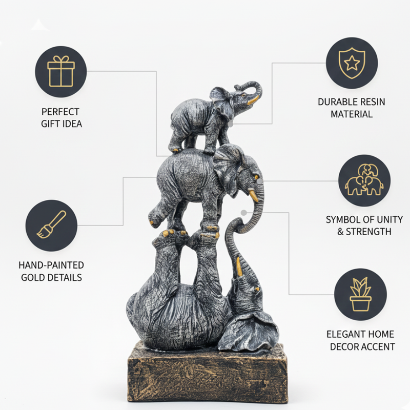 Elephant Family Stacked Showpiece