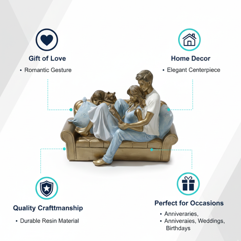 Couple Reading Together Decorative Statue