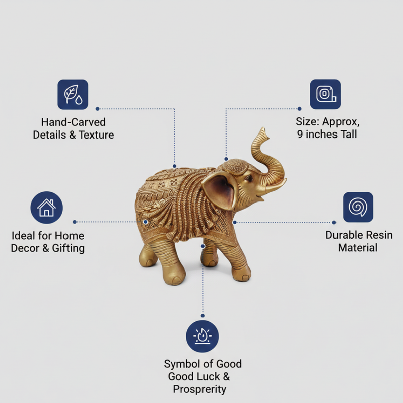 Golden Elephant Showpiece