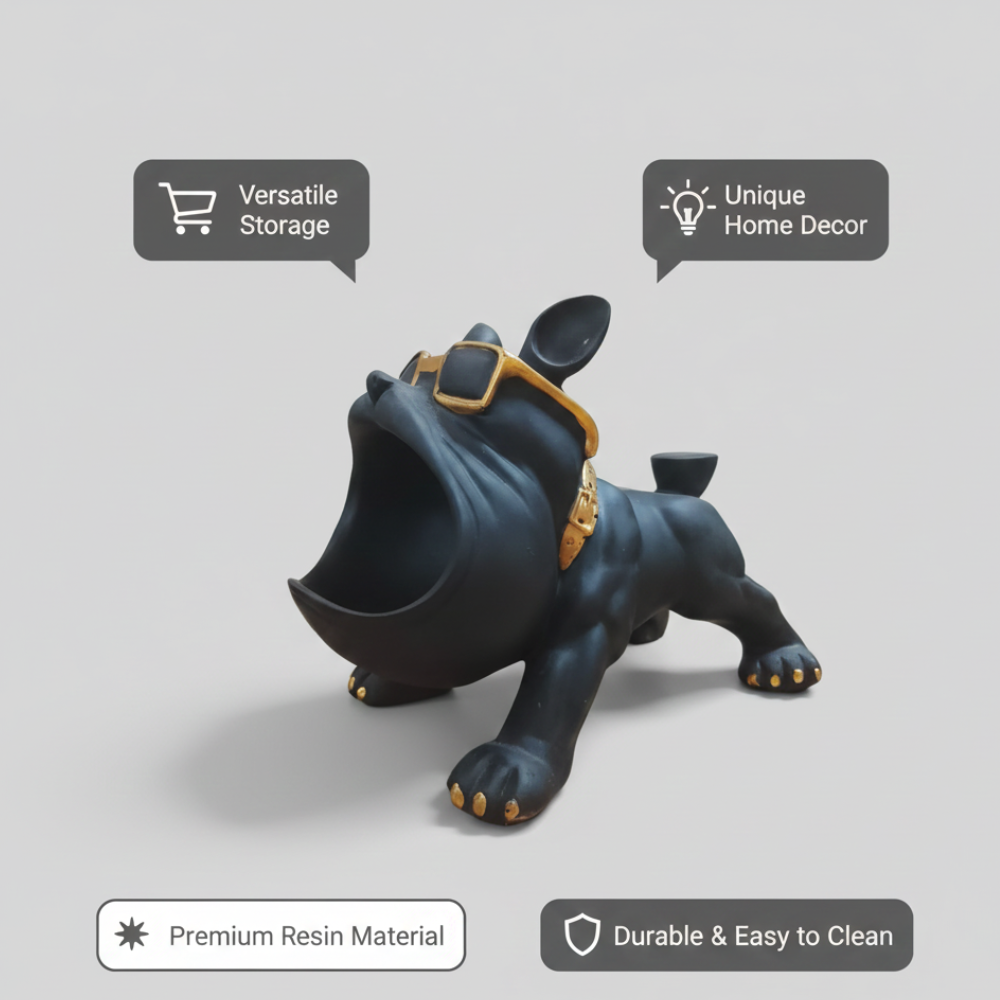 Modern Black Bulldog Showpiece