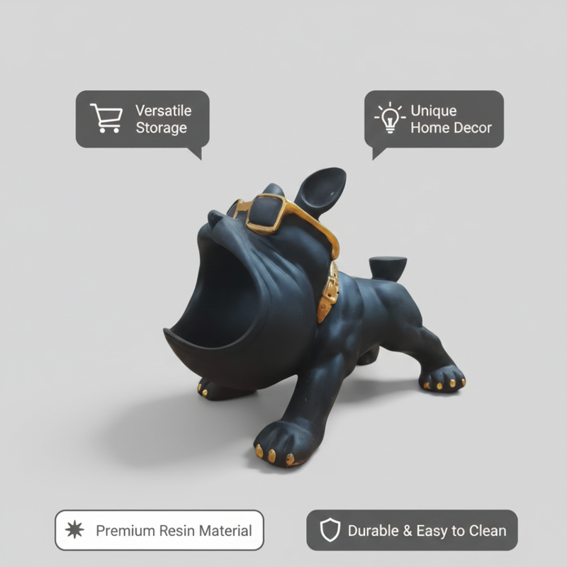 Modern Black Bulldog Showpiece