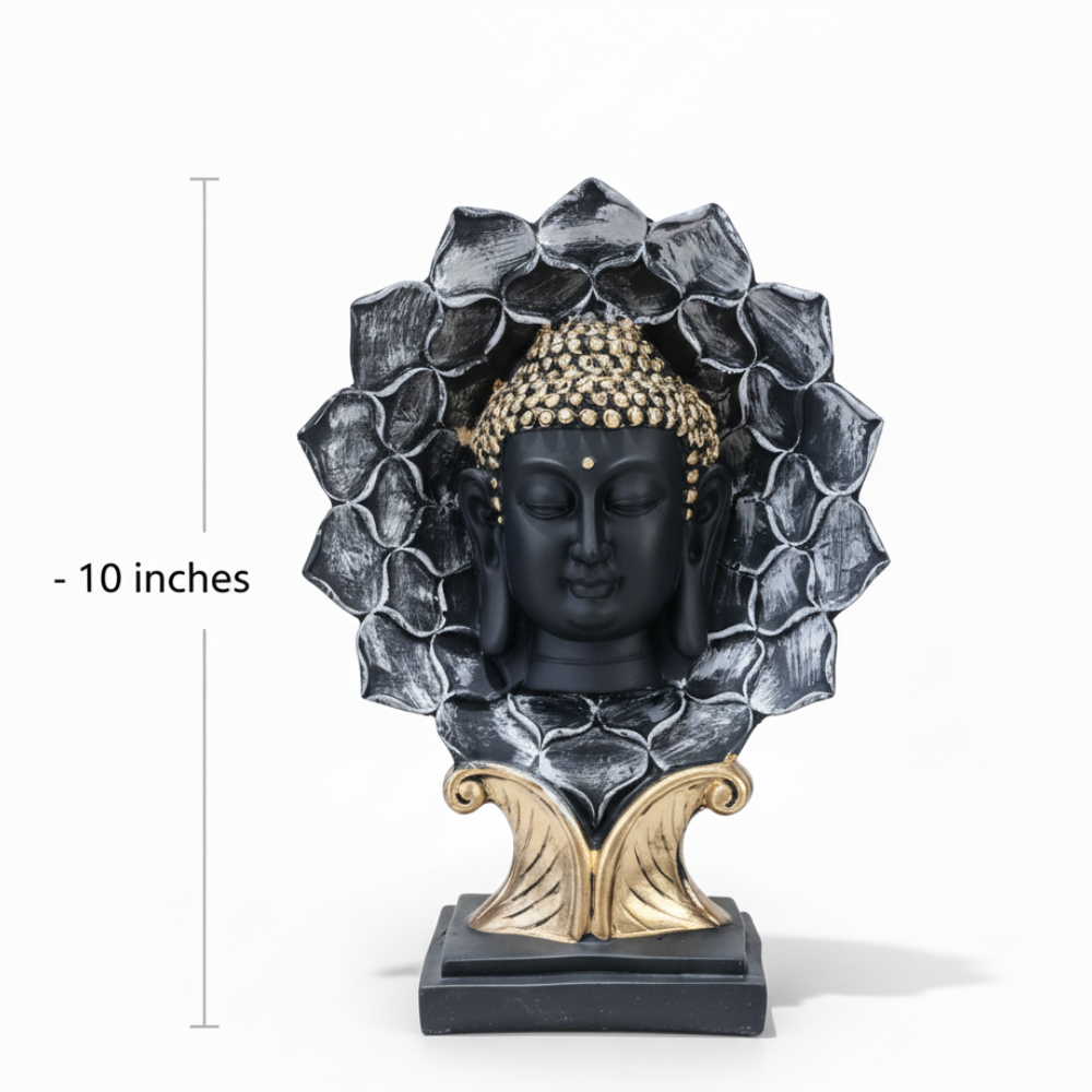 Black & Gold Buddha Lotus Halo Showpiece